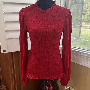 Venus Cherry Red Long Sleeve Fitted Shirt